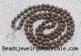 GMN1129 Hand-knotted 8mm, 10mm bronzite 108 beads mala necklaces with charm