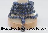 GMN1143 Hand-knotted 8mm, 10mm sodalite 108 beads mala necklaces with charm