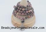 GMN1145 Hand-knotted 8mm, 10mm rhodonite 108 beads mala necklaces with charm