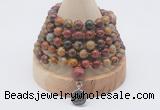 GMN1158 Hand-knotted 8mm, 10mm picasso jasper 108 beads mala necklaces with charm