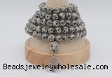 GMN1163 Hand-knotted 8mm, 10mm dalmatian jasper 108 beads mala necklaces with charm