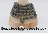 GMN1165 Hand-knotted 8mm, 10mm dragon blood jasper 108 beads mala necklaces with charm