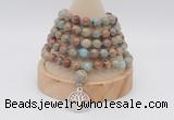 GMN1166 Hand-knotted 8mm, 10mm serpentine jasper 108 beads mala necklaces with charm