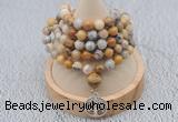 GMN1184 Hand-knotted 8mm, 10mm yellow crazy agate 108 beads mala necklaces with charm