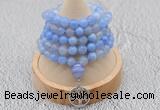 GMN1190 Hand-knotted 8mm, 10mm blue banded agate 108 beads mala necklaces with charm