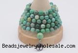 GMN1210 Hand-knotted 8mm, 10mm grass agate 108 beads mala necklaces with charm