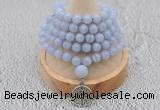 GMN1214 Hand-knotted 8mm, 10mm blue lace agate 108 beads mala necklaces with charm