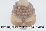 GMN1253 Hand-knotted 8mm, 10mm moonstone 108 beads mala necklaces with charm