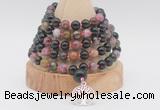 GMN1258 Hand-knotted 8mm, 10mm tourmaline 108 beads mala necklaces with charm