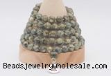 GMN1269 Hand-knotted 8mm, 10mm rhyolite 108 beads mala necklaces with charm