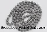 GMN128 Hand-knotted 6mm grey picture jasper 108 beads mala necklaces