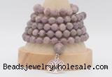 GMN1280 Hand-knotted 8mm, 10mm lepidolite 108 beads mala necklace with charm