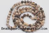 GMN130 Hand-knotted 6mm zebra jasper 108 beads mala necklaces