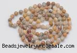 GMN135 Hand-knotted 6mm yellow crazy lace agate 108 beads mala necklaces