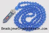 GMN1406 Hand-knotted 8mm candy jade 108 beads mala necklace with pendant