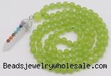 GMN1408 Hand-knotted 8mm candy jade 108 beads mala necklace with pendant