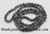 GMN141 Hand-knotted 6mm snowflake obsidian 108 beads mala necklaces