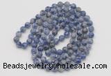 GMN143 Hand-knotted 6mm blue spot stone 108 beads mala necklaces