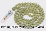 GMN1434 Hand-knotted 8mm, 10mm China jade 108 beads mala necklace with pendant