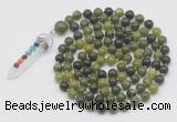 GMN1435 Hand-knotted 8mm, 10mm Canadian jade 108 beads mala necklace with pendant