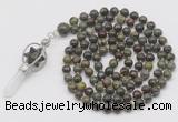 GMN1447 Hand-knotted 8mm, 10mm dragon blood jasper 108 beads mala necklace with pendant