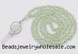 GMN1461 Hand-knotted 8mm, 10mm prehnite 108 beads mala necklace with pendant