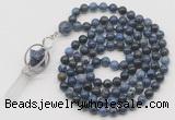 GMN1474 Hand-knotted 8mm, 10mm dumortierite 108 beads mala necklace with pendant