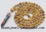 GMN1485 Hand-knotted 8mm, 10mm golden tiger eye 108 beads mala necklace with pendant