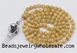 GMN1486 Hand-knotted 8mm, 10mm golden tiger eye 108 beads mala necklace with pendant