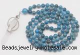 GMN1547 Hand-knotted 8mm, 10mm apatite 108 beads mala necklace with pendant