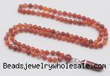 GMN1606 Hand-knotted 6mm fire agate 108 beads mala necklace with pendant