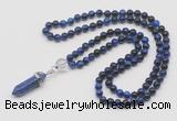 GMN1618 Hand-knotted 6mm blue tiger eye 108 beads mala necklace with pendant