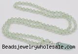 GMN1624 Hand-knotted 6mm prehnite 108 beads mala necklace with pendant