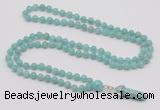 GMN1626 Hand-knotted 6mm amazonite 108 beads mala necklace with pendant