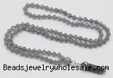 GMN1629 Hand-knotted 6mm labradorite 108 beads mala necklace with pendant