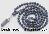 GMN1632 Hand-knotted 6mm sodalite 108 beads mala necklace with pendant