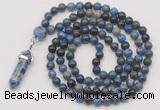 GMN1633 Hand-knotted 6mm dumortierite 108 beads mala necklace with pendant