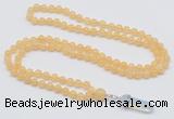 GMN1635 Hand-knotted 6mm honey jade 108 beads mala necklace with pendant