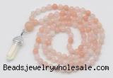 GMN1636 Hand-knotted 6mm pink aventurine 108 beads mala necklace with pendant