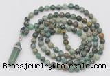 GMN1643 Hand-knotted 6mm African turquoise 108 beads mala necklaces with pendant