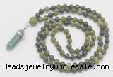 GMN1650 Hand-knotted 6mm Canadian jade 108 beads mala necklaces with pendant