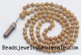 GMN1654 Hand-knotted 6mm wooden jasper 108 beads mala necklaces with pendant