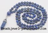 GMN1668 Hand-knotted 6mm lapis lazuli 108 beads mala necklaces with pendant