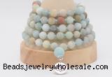 GMN2221 Hand-knotted 8mm, 10mm matte amazonite 108 beads mala necklace with charm