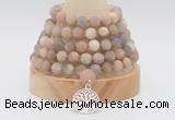 GMN2223 Hand-knotted 8mm, 10mm matte sunstone 108 beads mala necklace with charm