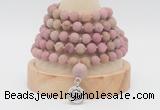 GMN2224 Hand-knotted 8mm, 10mm matte pink wooden jasper108 beads mala necklace with charm