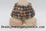 GMN2226 Hand-knotted 8mm, 10mm matte picasso jasper108 beads mala necklace with charm