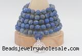 GMN2229 Hand-knotted 8mm, 10mm matte lapis lazuli 108 beads mala necklace with charm