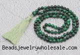 GMN224 Hand-knotted 6mm green tiger eye 108 beads mala necklaces with tassel