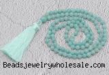 GMN233 Hand-knotted 6mm amazonite 108 beads mala necklaces with tassel